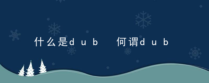 什么是dub 何谓dub